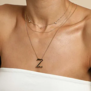 Z Initial Bold Pendant Necklace in Gold