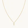 Z Initial Pavé Pendant Necklace in Gold
