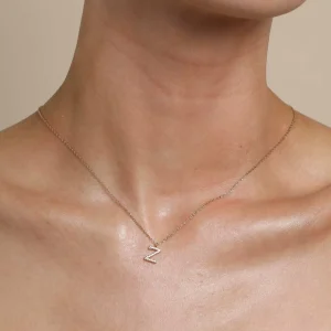 Z Initial Pavé Pendant Necklace in Gold